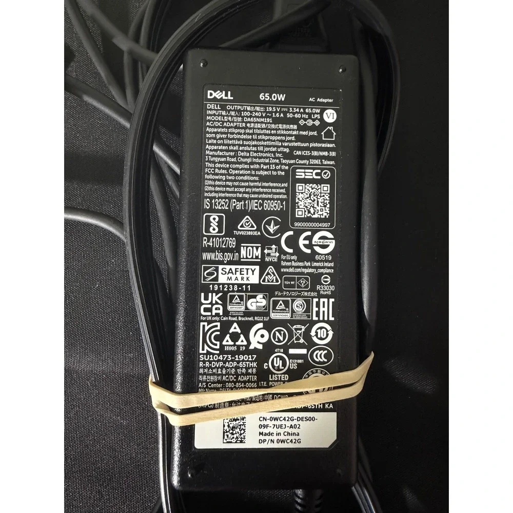 Dell AC Adapter 65W 19.5V Black Excellent DA65NM191‎ 0WC42G Laptop Charger